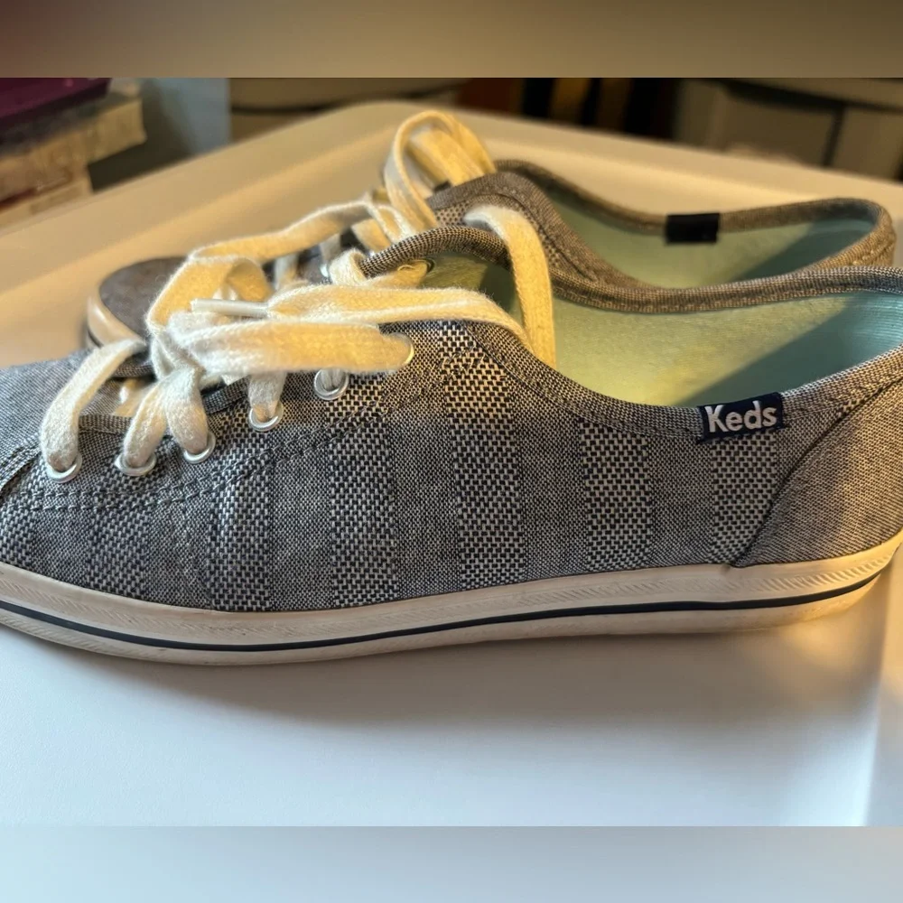 Keds Size 7‎ Women’s Navy Blue And White Pattern In EUC  WF54698